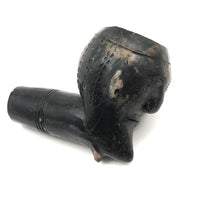 Antique Blackened Red Clay Pipe Bowl with Face