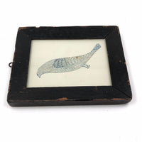 Blue Bird! Charming 19th Century Cutout Ink Drawing in Terrific Primitive Period Frame