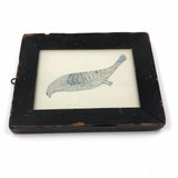 Blue Bird! Charming 19th Century Cutout Ink Drawing in Terrific Primitive Period Frame