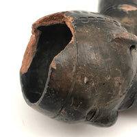 Antique Blackened Red Clay Pipe Bowl with Face