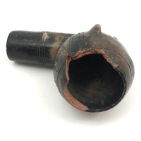 Antique Blackened Red Clay Pipe Bowl with Face