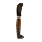 Antique Handmade Folk Art Knife with Carved Boot Handle