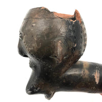 Antique Blackened Red Clay Pipe Bowl with Face