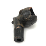 Antique Blackened Red Clay Pipe Bowl with Face