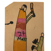 Willie Mays, Fabulous c. 1970 Large Child's Drawing on Cardboard