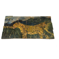 Tiger That Looks to Be a Cheetah, Handmade, Hand-painted Folk Art Puzzle in Custom Box