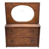 Character-full Antique Doll Dresser with Original Not Quite Oval Mounted Mirror