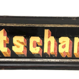 A Botschan Reverse Painted Glass Name Plate with Gold Foil Letters