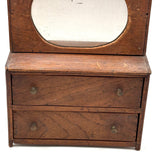 Character-full Antique Doll Dresser with Original Not Quite Oval Mounted Mirror