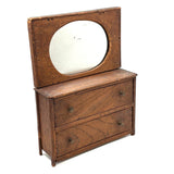 Character-full Antique Doll Dresser with Original Not Quite Oval Mounted Mirror