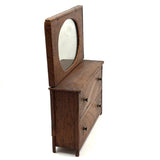 Character-full Antique Doll Dresser with Original Not Quite Oval Mounted Mirror