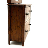 Character-full Antique Doll Dresser with Original Not Quite Oval Mounted Mirror