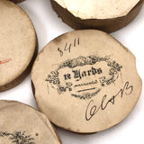 Lovely and Unusual Set of Antique Wooden Ribbon Spools with Hand Printed Paper Labels