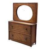 Character-full Antique Doll Dresser with Original Not Quite Oval Mounted Mirror