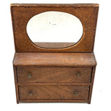 Character-full Antique Doll Dresser with Original Not Quite Oval Mounted Mirror