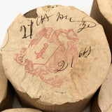 Lovely and Unusual Set of Antique Wooden Ribbon Spools with Hand Printed Paper Labels