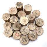 Lovely and Unusual Set of Antique Wooden Ribbon Spools with Hand Printed Paper Labels