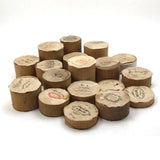 Lovely and Unusual Set of Antique Wooden Ribbon Spools with Hand Printed Paper Labels