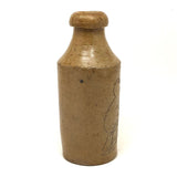 Wonderful Antique Folk Art Stoneware Bottle with Incised Figure and Bird
