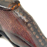 Nailed Heart, Hand-tooled Details, c. Early 19th Century Leather and Wood Snuff Shoe