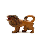Carved Orange Folk Art Lion with Bared Teeth