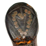 Nailed Heart, Hand-tooled Details, c. Early 19th Century Leather and Wood Snuff Shoe