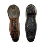 Nailed Heart, Hand-tooled Details, c. Early 19th Century Leather and Wood Snuff Shoe