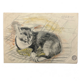 C. Betram Hartman (1882-1960) Signed Drawing of a Cat, 1942