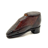 Nailed Heart, Hand-tooled Details, c. Early 19th Century Leather and Wood Snuff Shoe