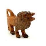 Carved Orange Folk Art Lion with Bared Teeth