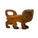 Carved Orange Folk Art Lion with Bared Teeth