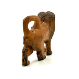 Carved Orange Folk Art Lion with Bared Teeth