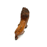 Carved Orange Folk Art Lion with Bared Teeth