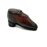Nailed Heart, Hand-tooled Details, c. Early 19th Century Leather and Wood Snuff Shoe