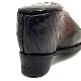 Nailed Heart, Hand-tooled Details, c. Early 19th Century Leather and Wood Snuff Shoe