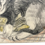 C. Betram Hartman (1882-1960) Signed Drawing of a Cat, 1942