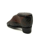 Nailed Heart, Hand-tooled Details, c. Early 19th Century Leather and Wood Snuff Shoe