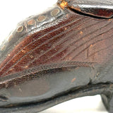 Nailed Heart, Hand-tooled Details, c. Early 19th Century Leather and Wood Snuff Shoe