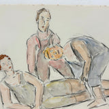 Three Dancers (One Cocked Head!), Adelaide Lawson Gaylor (1889-1986) Watercolor Drawing
