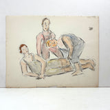 Three Dancers (One Cocked Head!), Adelaide Lawson Gaylor (1889-1986) Watercolor Drawing