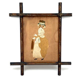 Woman in Finery with Hand-drawn Face, Wonderful Late 18th/Early 19th Century Silk Embroidery on Paper