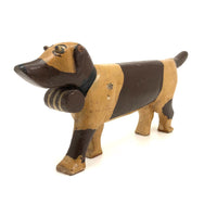 Pair of Carved Dogs with Brown on Brown Polychrome