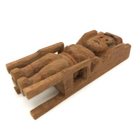 Man in Very Snug Chair, Carved Folk Art Whimsy with Hand-drawn Details