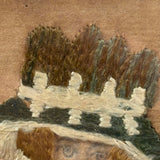 Woman in Finery with Hand-drawn Face, Wonderful Late 18th/Early 19th Century Silk Embroidery on Paper
