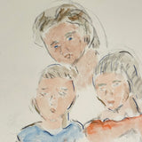 Mother and Children Reading, Adelaide Lawson Gaylor (1889-1986) Watercolor Sketch