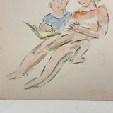 Mother and Children Reading, Adelaide Lawson Gaylor (1889-1986) Watercolor Sketch