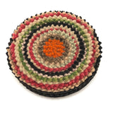 Unusual Colorful, Round Felted Wood and Silk Pin Cushion