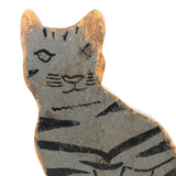 Excellent Gray Fainted Pine Folk Art Cat with Black Stripes