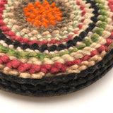 Unusual Colorful, Round Felted Wood and Silk Pin Cushion