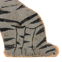 Excellent Gray Fainted Pine Folk Art Cat with Black Stripes